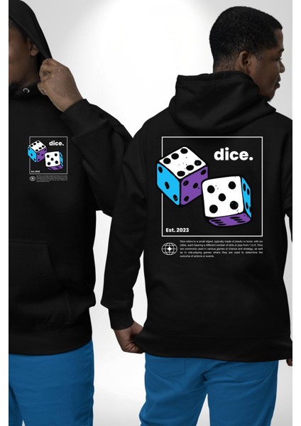 Zar Sokak Stili Erkek Kadın Siyah Ön Sırt Baskılı Kapüşonlu Sweatshirt Hoodie