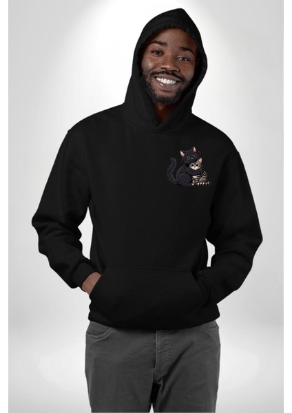Gül Tasarım Wardiere Erkek Kadın Siyah Ön Sırt Baskılı Kapüşonlu Sweatshirt Hoodie fiyatları