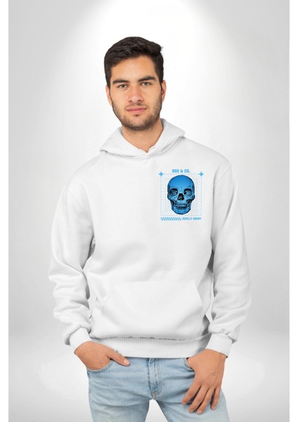 Sokak Sitili Kurukafa Erkek Kadın Beyaz Ön Sırt Baskılı Kapüşonlu Sweatshirt Hoodie fiyatları