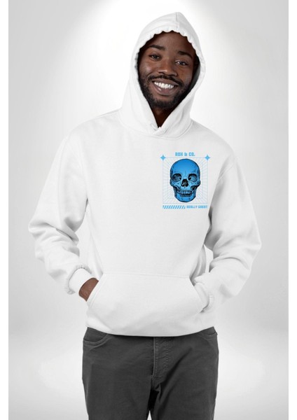 Sokak Sitili Kurukafa Erkek Kadın Beyaz Ön Sırt Baskılı Kapüşonlu Sweatshirt Hoodie modelleri