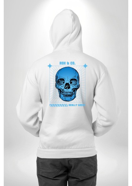 Sokak Sitili Kurukafa Erkek Kadın Beyaz Ön Sırt Baskılı Kapüşonlu Sweatshirt Hoodie fırsatları