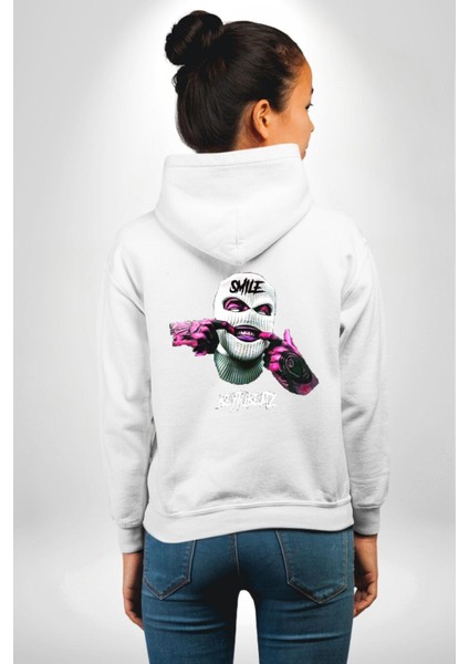 Bonanza Gülen Surat Gangster Erkek Kadın Beyaz Ön Sırt Baskılı Kapüşonlu Sweatshirt Hoodie fırsatları
