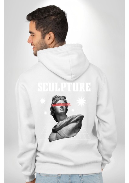Michelagelo Modern Apollo Heykel Sokak Style Erkek Kadın Beyaz Ön Sırt Baskılı Kapüşonlu Sweatshirt Hoodie fiyatları