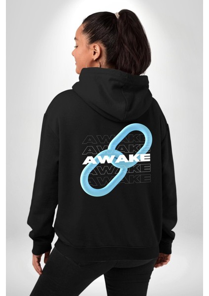 Zincirini Kır Uyan Erkek Kadın Siyah Ön Sırt Baskılı Kapüşonlu Sweatshirt Hoodie