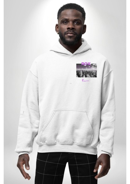 Rox Markası Şehir Tasarımı Erkek Kadın Beyaz Ön Sırt Baskılı Kapüşonlu Sweatshirt Hoodie fiyatları