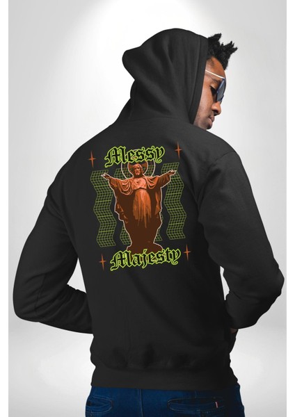Dağınık Majestileri Hıristiyan Sokak Stili Erkek Kadın Siyah Ön Sırt Baskılı Kapüşonlu Sweatshirt Hoodie