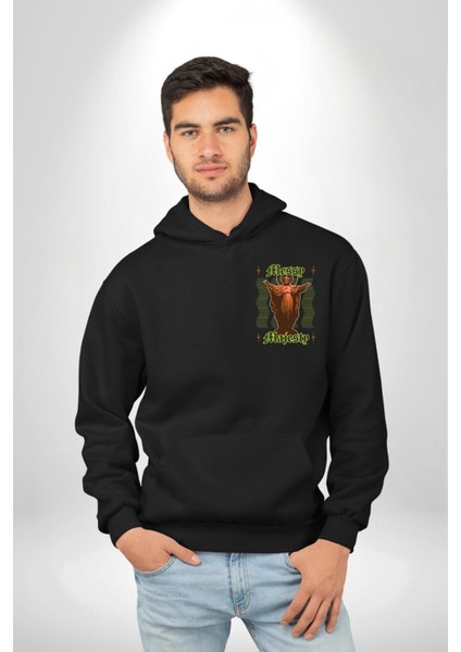 Dağınık Majestileri Hıristiyan Sokak Stili Erkek Kadın Siyah Ön Sırt Baskılı Kapüşonlu Sweatshirt Hoodie
