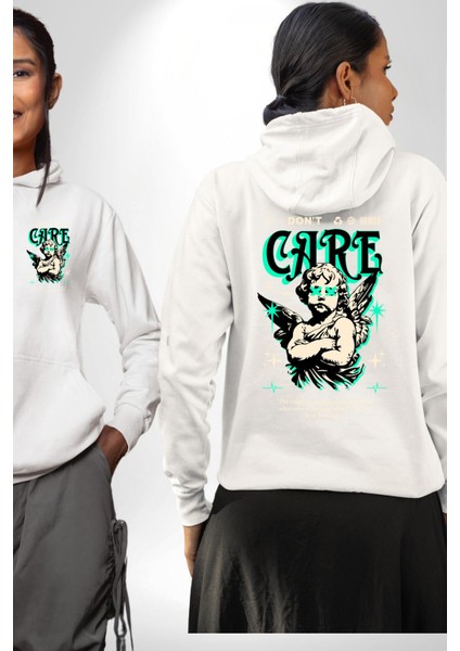 Aşk Tanrısı Gerçek Özgürlüğü Bulma Erkek Kadın Beyaz Ön Sırt Baskılı Kapüşonlu Sweatshirt Hoodie