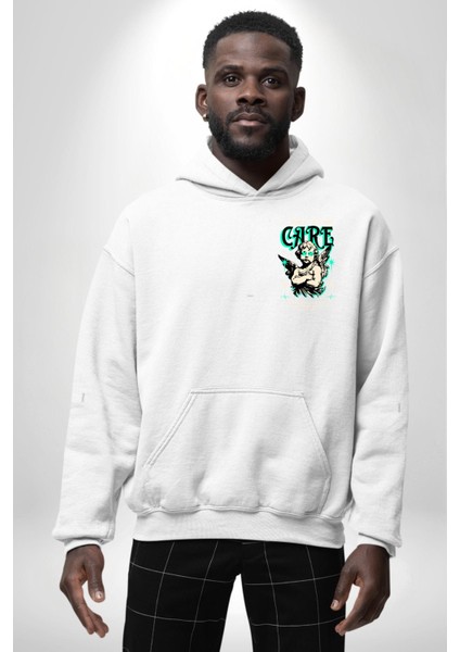 Aşk Tanrısı Gerçek Özgürlüğü Bulma Erkek Kadın Beyaz Ön Sırt Baskılı Kapüşonlu Sweatshirt Hoodie