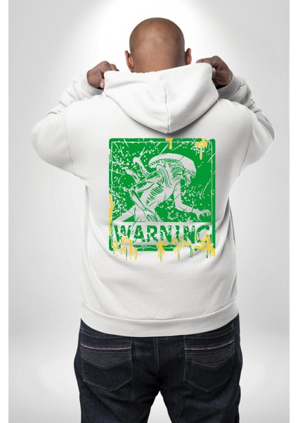 Alien Uzaylı Aranıyor Erkek Kadın Beyaz Ön Sırt Baskılı Kapüşonlu Sweatshirt Hoodie fiyatları