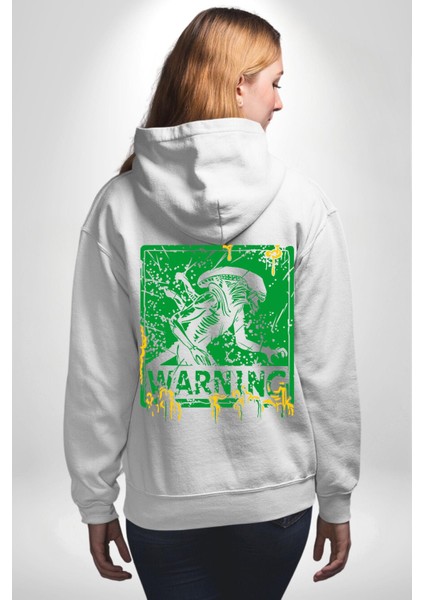 Alien Uzaylı Aranıyor Erkek Kadın Beyaz Ön Sırt Baskılı Kapüşonlu Sweatshirt Hoodie fırsatları