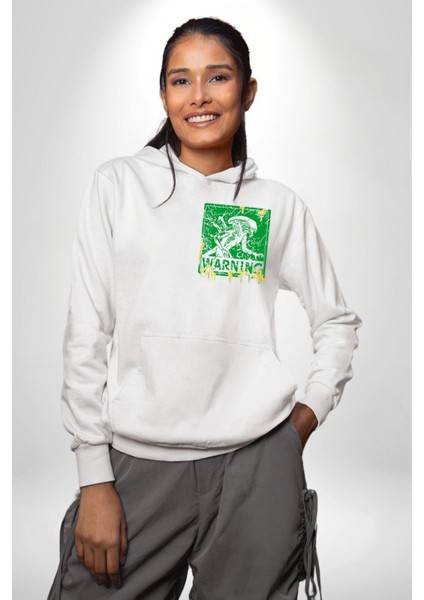 Alien Uzaylı Aranıyor Erkek Kadın Beyaz Ön Sırt Baskılı Kapüşonlu Sweatshirt Hoodie indirimleri