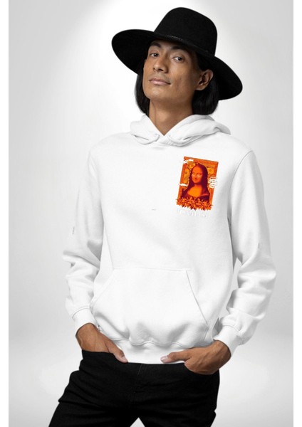Yeni Nesil Monalisa Erkek Kadın Beyaz Ön Sırt Baskılı Kapüşonlu Sweatshirt Hoodie indirimleri