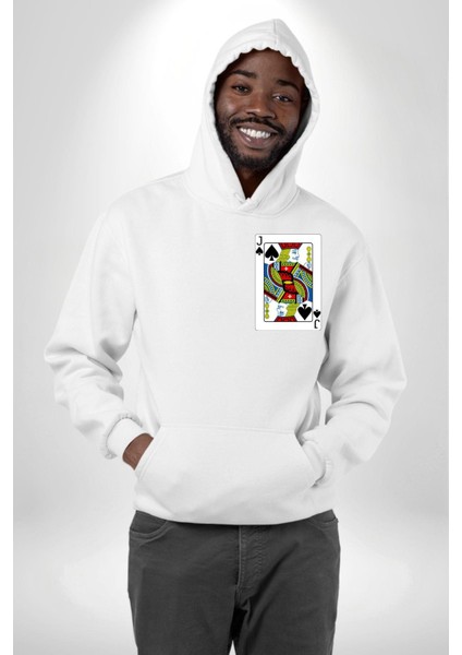 Jack Of Spades Klasik Iskambil Kartı Grafiği Erkek Kadın Beyaz Ön Sırt Baskılı Kapüşonlu Sweatshirt Hoodie fırsatları