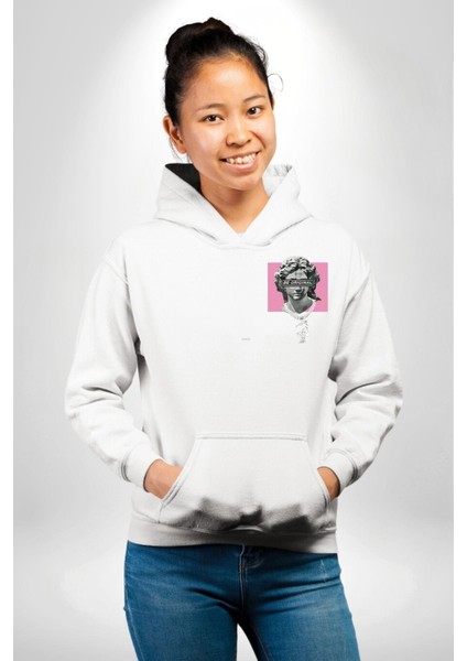 Özgün Ol.rönesans Heykel Erkek Kadın Beyaz Ön Sırt Baskılı Kapüşonlu Sweatshirt Hoodie indirimleri
