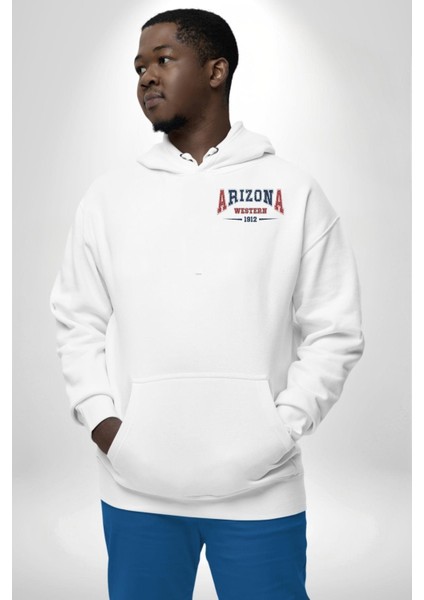 Arizona Western Üniversitesi 1912 Erkek Kadın Beyaz Ön Sırt Baskılı Kapüşonlu Sweatshirt Hoodie fiyatları