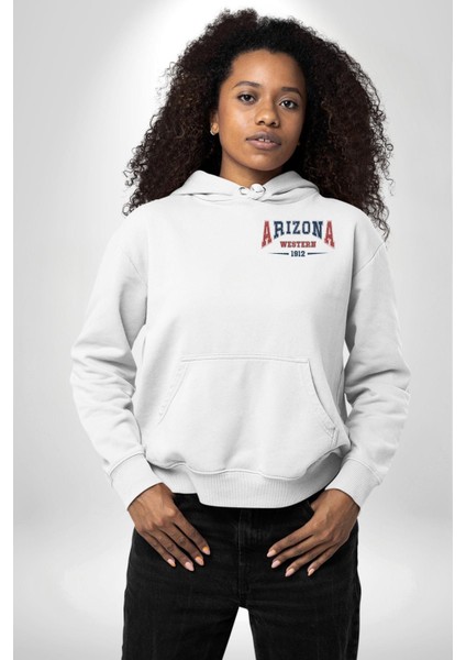 Arizona Western Üniversitesi 1912 Erkek Kadın Beyaz Ön Sırt Baskılı Kapüşonlu Sweatshirt Hoodie modelleri