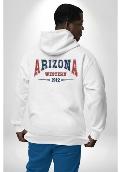 Arizona Western Üniversitesi 1912 Erkek Kadın Beyaz Ön Sırt Baskılı Kapüşonlu Sweatshirt Hoodie fırsatları