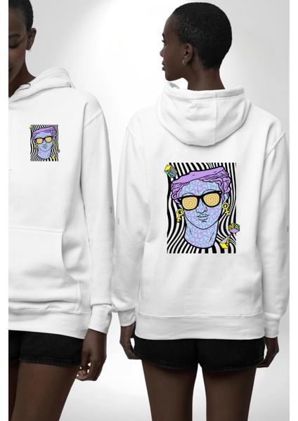 Sadece Piskoloji Erkek Kadın Beyaz Ön Sırt Baskılı Kapüşonlu Sweatshirt Hoodie