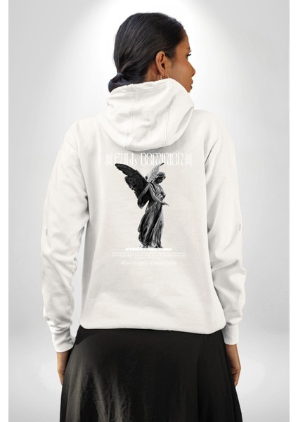 Modern Sanat Yunan Kadın Melek Erkek Kadın Beyaz Ön Sırt Baskılı Kapüşonlu Sweatshirt Hoodie fiyatları