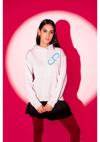 Zincirini Kır Uyan Erkek Kadın Beyaz Ön Sırt Baskılı Kapüşonlu Sweatshirt Hoodie