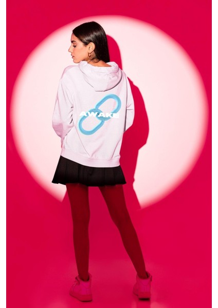 Zincirini Kır Uyan Erkek Kadın Beyaz Ön Sırt Baskılı Kapüşonlu Sweatshirt Hoodie