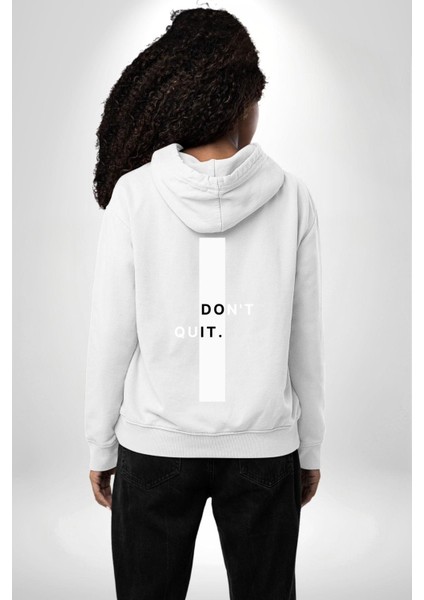Vazgeçme Erkek Kadın Beyaz Ön Sırt Baskılı Kapüşonlu Sweatshirt Hoodie fiyatları