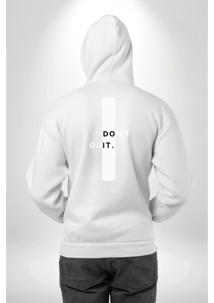 Vazgeçme Erkek Kadın Beyaz Ön Sırt Baskılı Kapüşonlu Sweatshirt Hoodie indirimleri