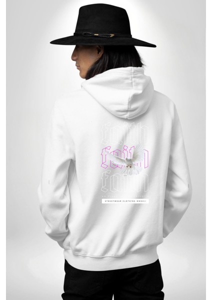 Sevimli Güvercin Beyaz Barış Sokak Sitili Erkek Kadın Beyaz Ön Sırt Baskılı Kapüşonlu Sweatshirt Hoodie modelleri