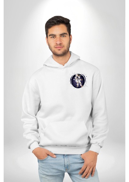 Nasa Astronaut Uzay Zıplaması Erkek Kadın Beyaz Ön Sırt Baskılı Kapüşonlu Sweatshirt Hoodie indirimleri