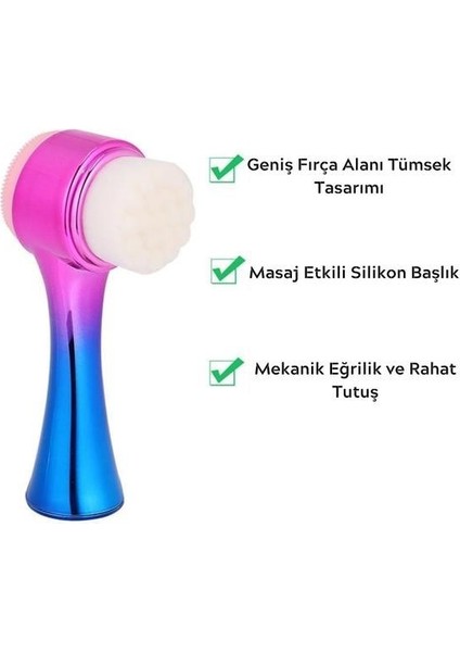 Çift Işlevli Renkli Cilt Yüz Temizleme Fırçası Peeling Masaj Etkili Gözenek Temizleyici Alet