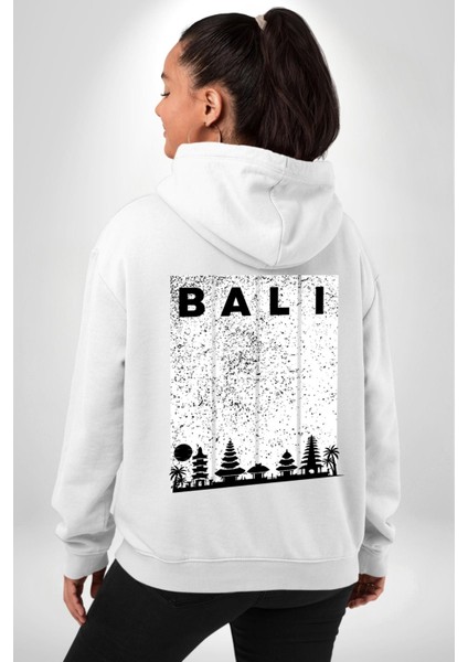 Bali Endonezya Erkek Kadın Beyaz Ön Sırt Baskılı Kapüşonlu Sweatshirt Hoodie fiyatları