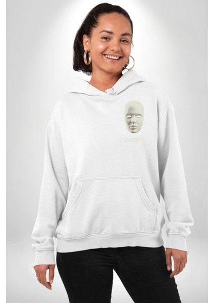 Boyanabilir Maskı Sokak Stili Erkek Kadın Beyaz Ön Sırt Baskılı Kapüşonlu Sweatshirt Hoodie fiyatları