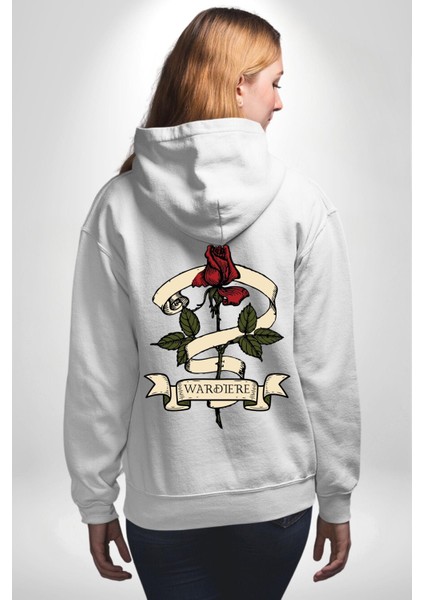 Gözlüklü Kedi Çift Tasarım Erkek Kadın Beyaz Ön Sırt Baskılı Kapüşonlu Sweatshirt Hoodie modelleri
