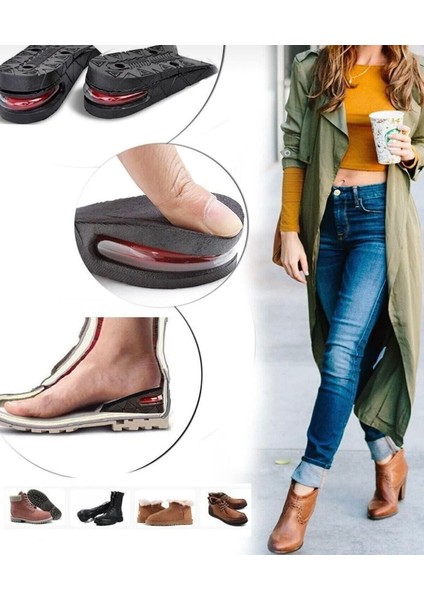 Ortopedik 5 cm Boy Uzatıcı Tabanlık Hava Yastıklı Spor Ayakkabı Tabanlığı Gizli Yükseltici