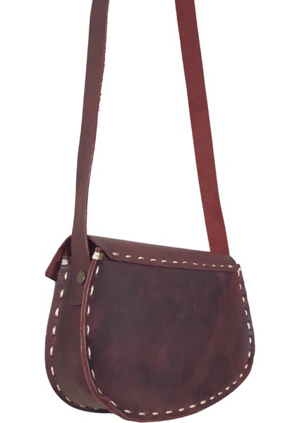 Themis Model El Yapımı Vintage El Dikişi Yaprak Desenli Bordo Renk Crazy Deri Omuz Çantası fiyatları