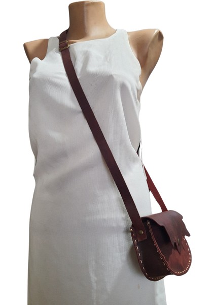 Themis Model El Yapımı Vintage El Dikişi Yaprak Desenli Bordo Renk Crazy Deri Omuz Çantası fırsatları