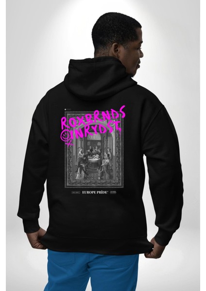 Vaftiz Bebek Papa Sanat Lenard Gaultier Sanat Erkek Kadın Siyah Ön Sırt Baskılı Kapüşonlu Sweatshirt Hoodie indirimleri