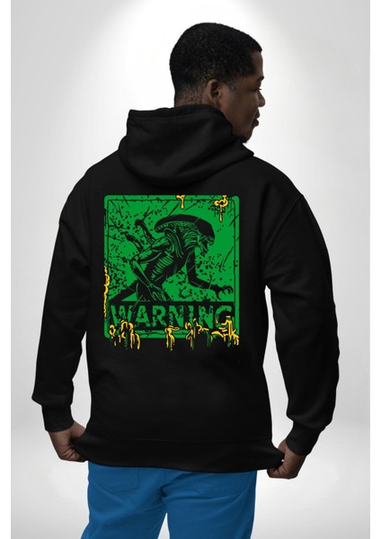 Alien Uzaylı Aranıyor Erkek Kadın Siyah Ön Sırt Baskılı Kapüşonlu Sweatshirt Hoodie fiyatları