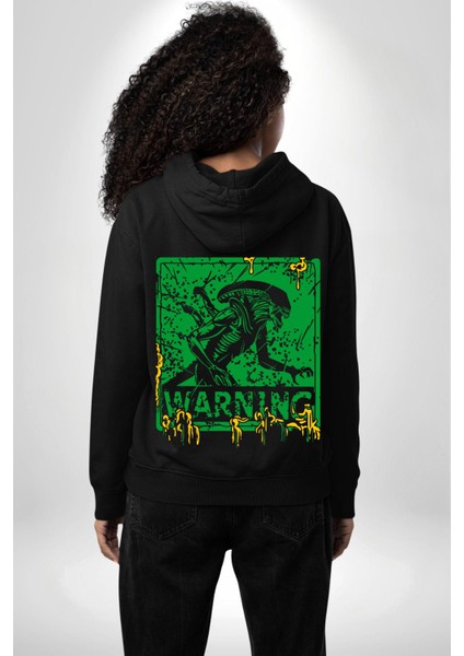 Alien Uzaylı Aranıyor Erkek Kadın Siyah Ön Sırt Baskılı Kapüşonlu Sweatshirt Hoodie fırsatları