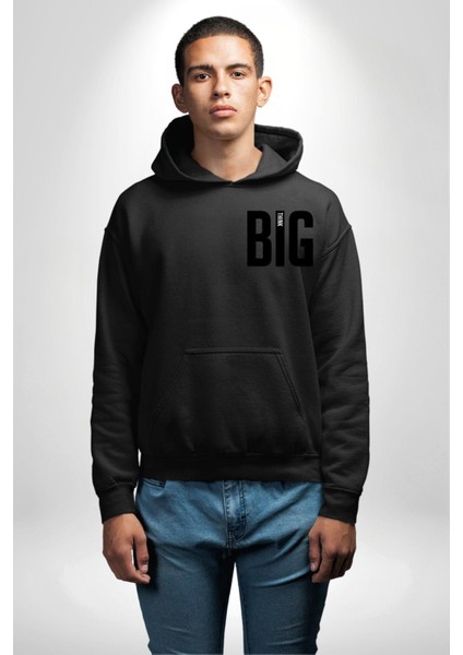Sokak Sitili Büyük Düşün Erkek Kadın Siyah Ön Sırt Baskılı Kapüşonlu Sweatshirt Hoodie indirimleri