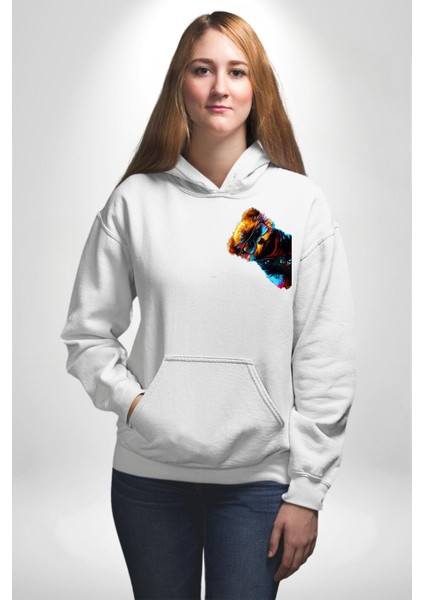 Cool Tedy Renkli Ayıcık Gözlük Erkek Kadın Beyaz Ön Sırt Baskılı Kapüşonlu Sweatshirt Hoodie fiyatları