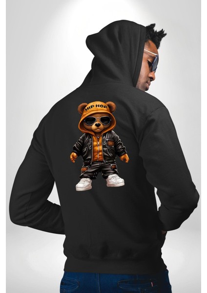 Hiphop Ayı Tedy Güneş Gözlük Deri Ceket Erkek Kadın Siyah Ön Sırt Baskılı Kapüşonlu Sweatshirt Hoodie fiyatları