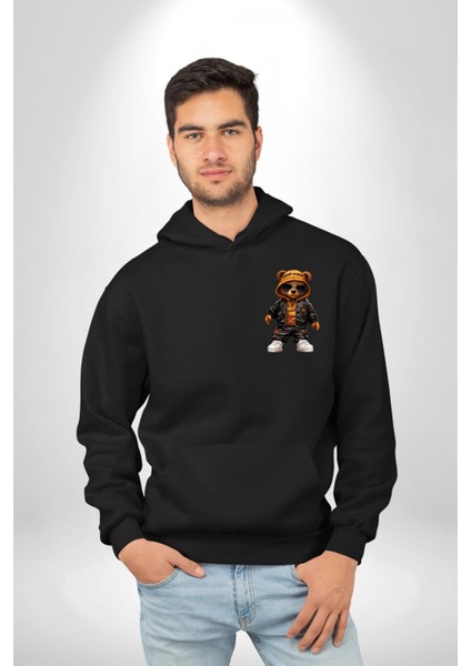 Hiphop Ayı Tedy Güneş Gözlük Deri Ceket Erkek Kadın Siyah Ön Sırt Baskılı Kapüşonlu Sweatshirt Hoodie modelleri