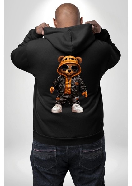 Hiphop Ayı Tedy Güneş Gözlük Deri Ceket Erkek Kadın Siyah Ön Sırt Baskılı Kapüşonlu Sweatshirt Hoodie indirimleri
