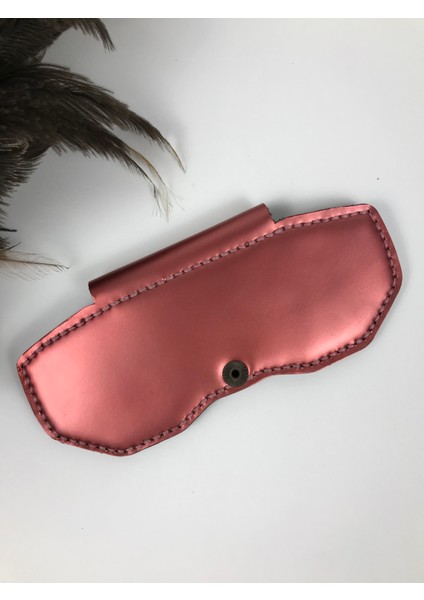 Gözlük Kılıfı Unisex Pembe Renk Hakiki Deri