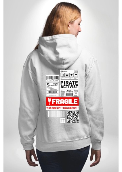 Korsan Aktivist Kırılgan Insan Kargo Erkek Kadın Beyaz Ön Sırt Baskılı Kapüşonlu Sweatshirt Hoodie fiyatları