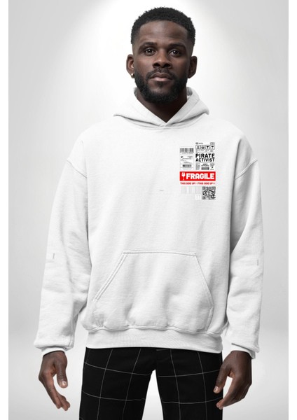 Korsan Aktivist Kırılgan Insan Kargo Erkek Kadın Beyaz Ön Sırt Baskılı Kapüşonlu Sweatshirt Hoodie indirimleri