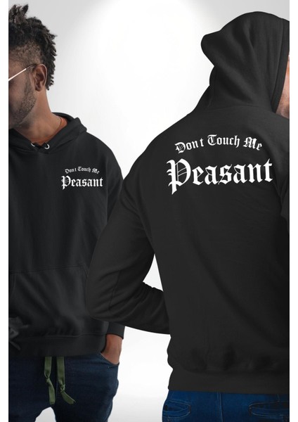 Dokunma Bana Erkek Kadın Siyah Ön Sırt Baskılı Kapüşonlu Sweatshirt Hoodie