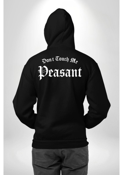 Dokunma Bana Erkek Kadın Siyah Ön Sırt Baskılı Kapüşonlu Sweatshirt Hoodie